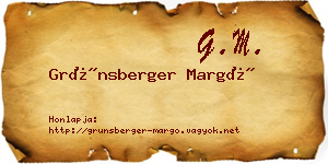 Grünsberger Margó névjegykártya